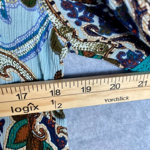 Bila Women Owned Teal Paisley Boho Blouse Size Small NWT - Picture 7 of 12